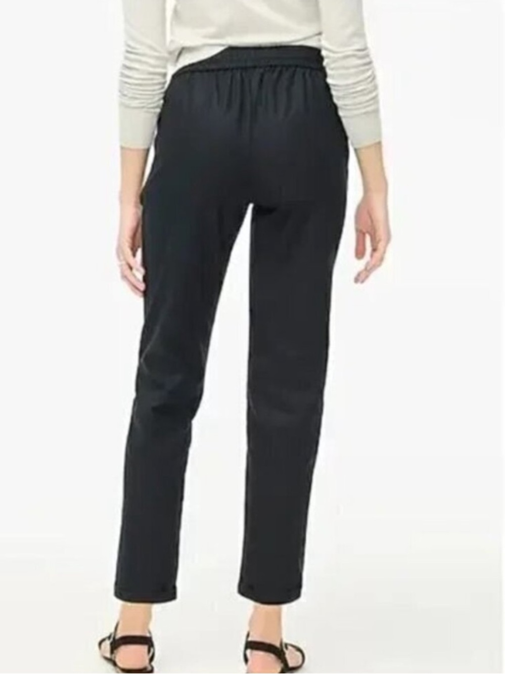 J. CREW NWT Linen Cotton Pants AW839 Black Drawstring - Size 10 - Picture 4 of 10